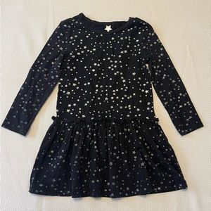 BCBGirls black and silver star dress size 4/5 shiny long sleeved